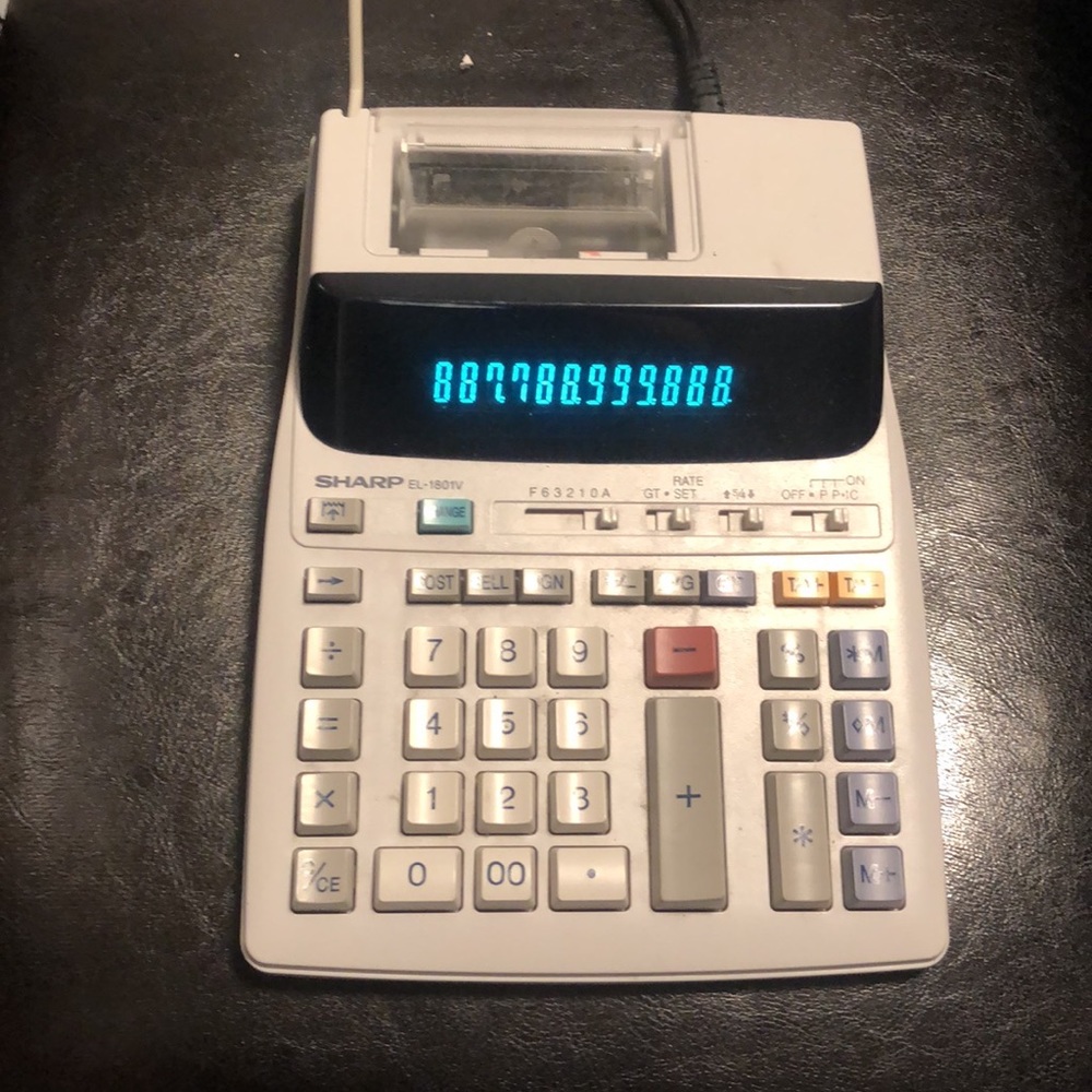 Sharp EL-1801V Portable 12-Digit 2-Color Serial Printing Calculator